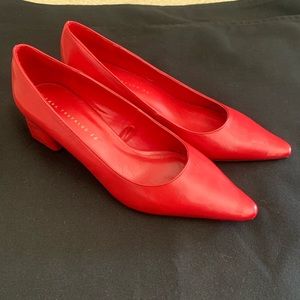 Zara Red Block Heels